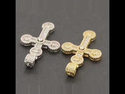 Bezel Baguette Cross Pendant