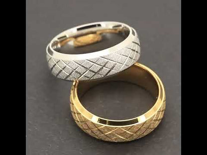 7mm Crisscross Pattern Band Ring Size 8
