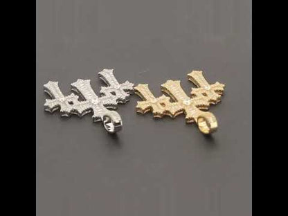 Baguette Flared Triple Cross Pendant