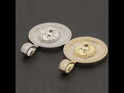 Lion Head Baguette Circle Pendant