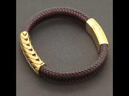 15mm Two-Tone Chevron Leather Bracelet 8.5”
