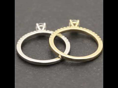 Solitaire Pavé Band Engagement Ring Size 5