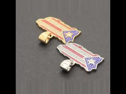 Dominican Republic Map Flag Pendant