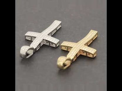 Moissanite Two-Row Pavé Cross Pendant