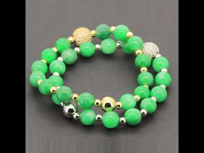 8mm Disco Ball Jade Beaded Stretch Bracelet 7”