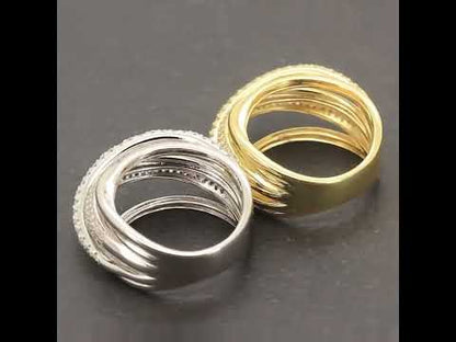 Crossover Pavé Multi‑Band Ring Size 9