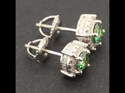 7.5mm Moissanite Green Circle Studs
