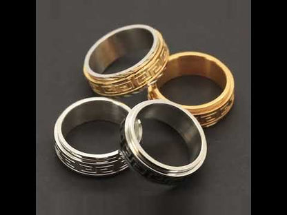 8mm Greek Key Band Ring Size 7