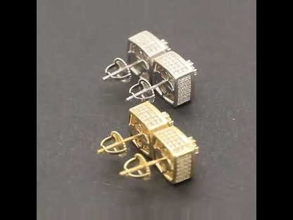 Moissanite 10mm Baguette Cross Square Cluster Studs