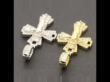 Baguette Crucifix Cross Pendant