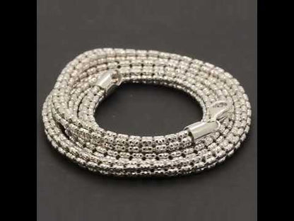 4mm 6 Row Diamond Cut Barrel Moon Ice Link Bracelet 8"
