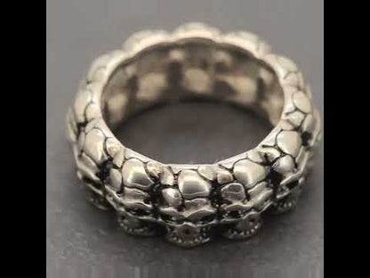 Gunmetal 10mm Skull Head Band Ring Size 13