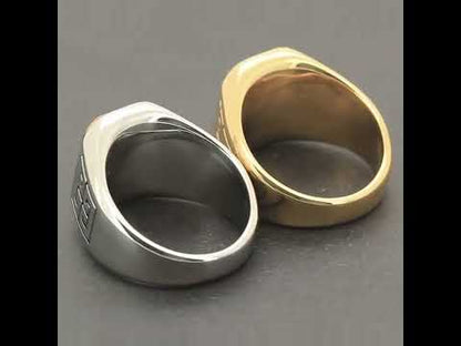 Greek Key Tiger Eye Signet Ring Size 10