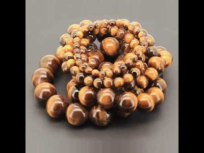 18mm Tiger Eye Gemstone Beaded Stretch Bracelet 8.5"