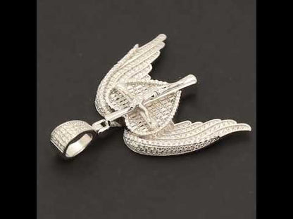 Moissanite Angel Wing Heart Cross Pendant