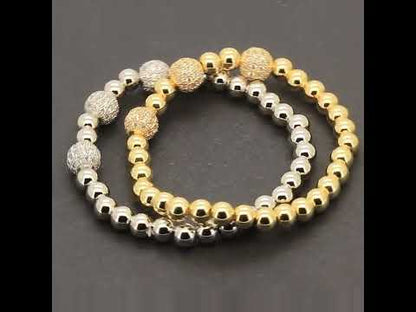 8mm Disco Ball Beaded Stretch Bracelet 7"