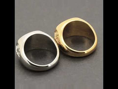 14mm Cross Accent Oval Signet Ring Size 7