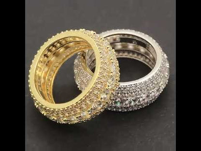 10mm Five-Row Pavé Eternity Band Ring Size 10