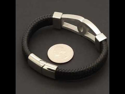 19mm Nautical Hook Leather Bracelet 8”