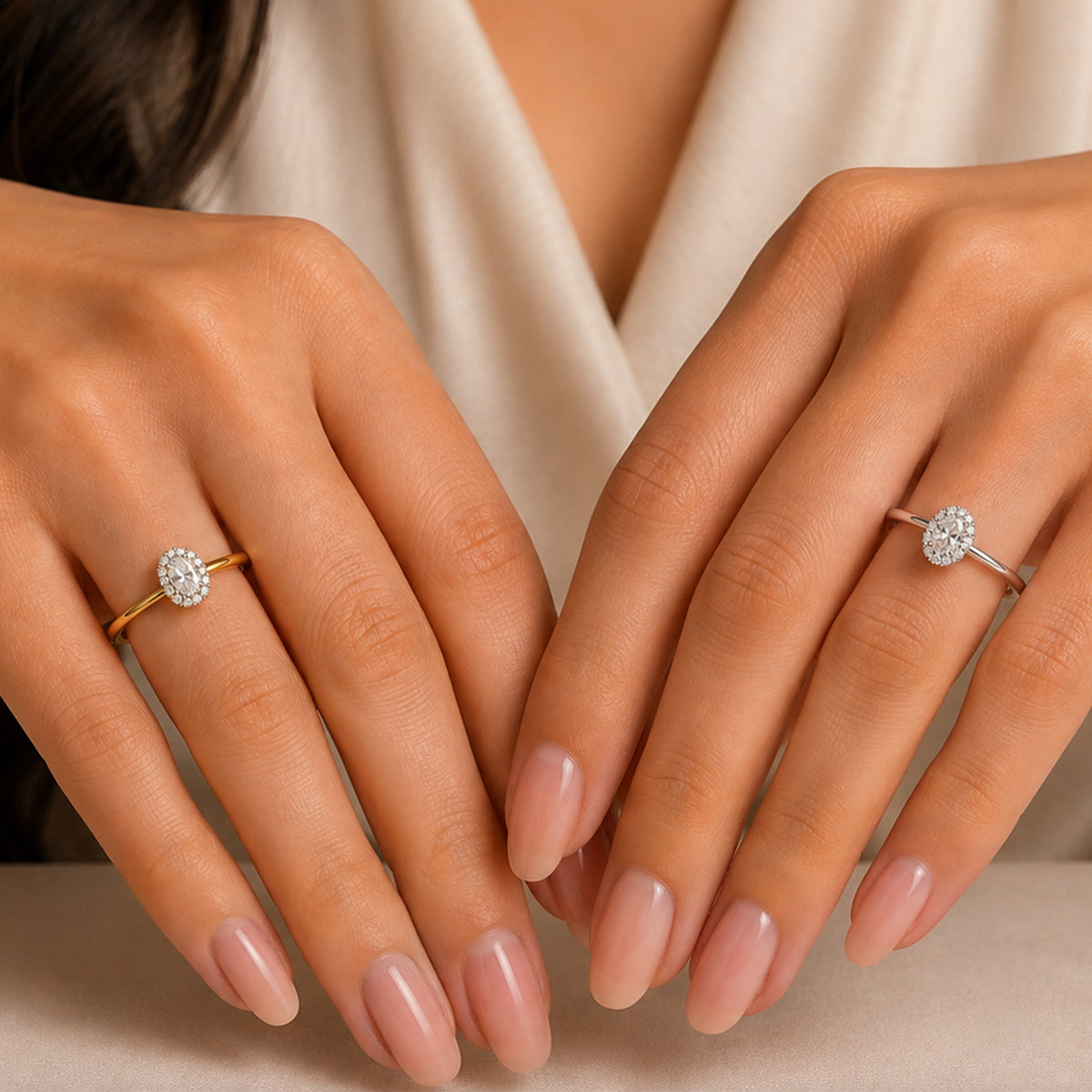 Oval Halo Engagement Ring Size 9