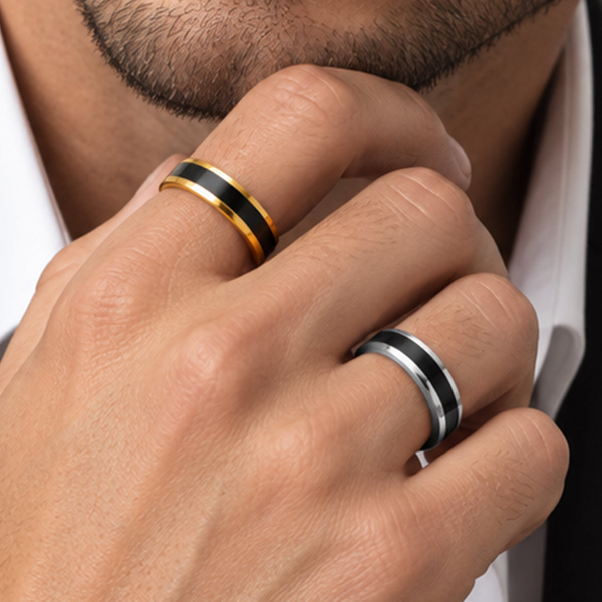 7mm Black Inlay Band Ring Size 9
