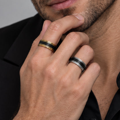 8mm Black Inlay Band Ring Size 10