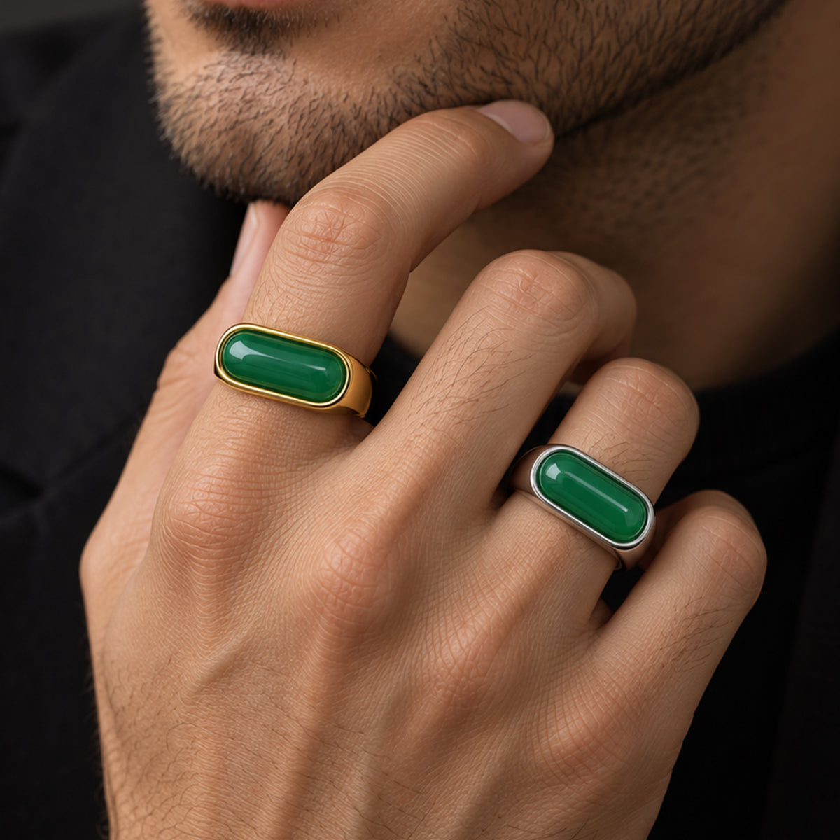 Jade Signet Ring Size 9