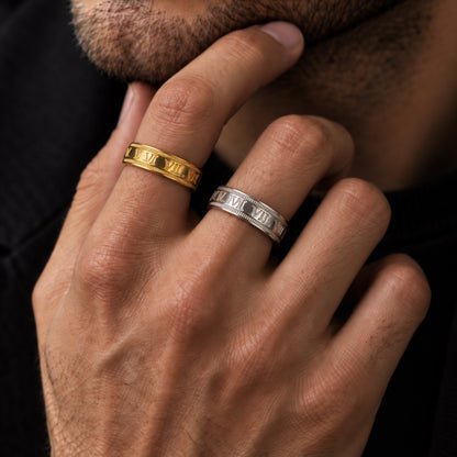 7mm Roman Numerals Band Ring Size 9