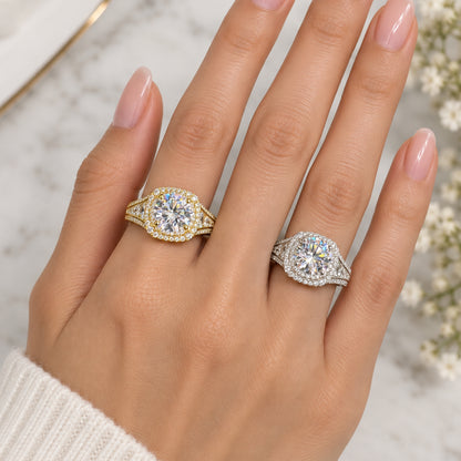 Cushion Double Halo Engagement Ring Size 9