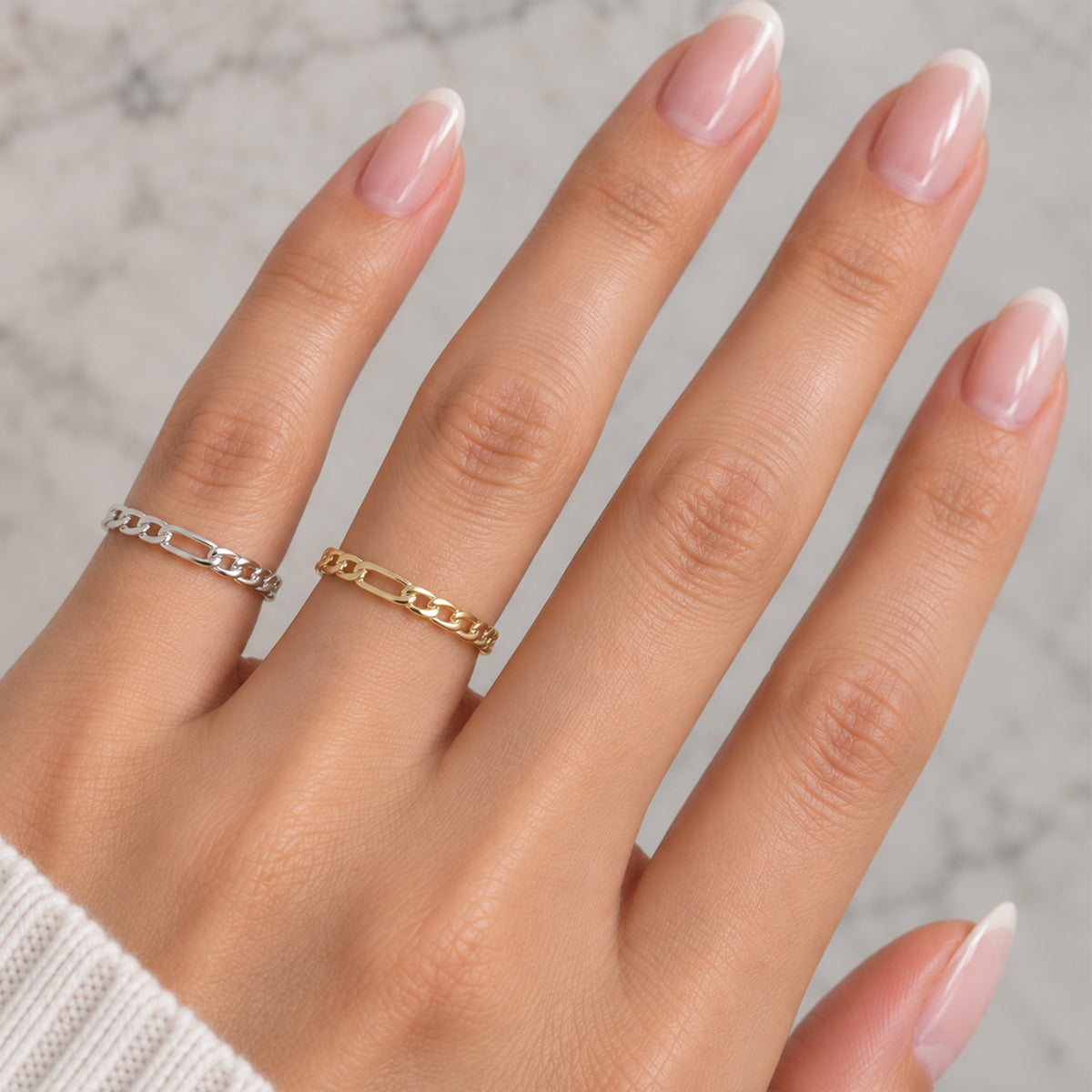 2.5mm Figaro Link Band Ring Size 9