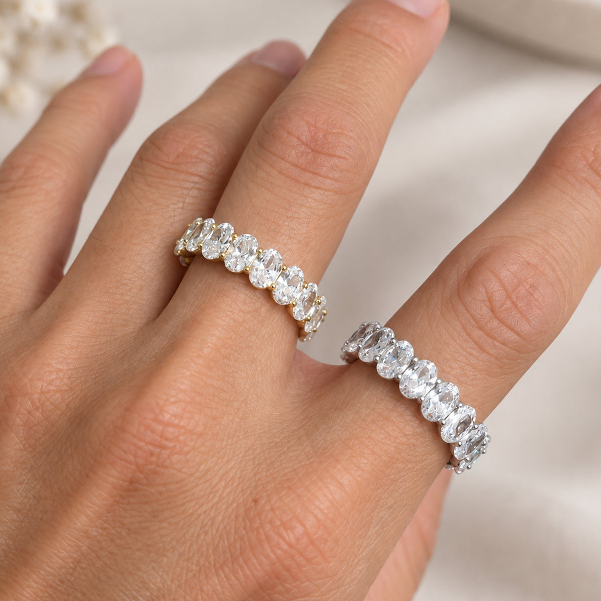 6mm Oval Eternity Ring Size 8