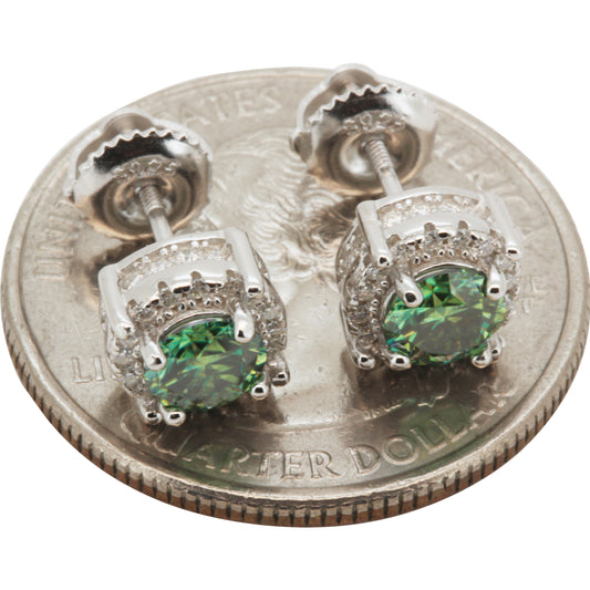 7.5mm Moissanite Green Circle Studs